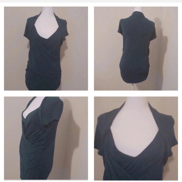 🌺Dark green top with interesting design - Picture 1 of 9